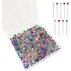 Zlongrou 500 Pieces of Sewing Pins with Colored Heads, 1.5 inch Sewing Pins for Fabric, Suitable for Weddings, Bouquets, corsages, DIY, Jewelry Decoration, etc. Stick Pins for Crafts (A-500 Pieces)