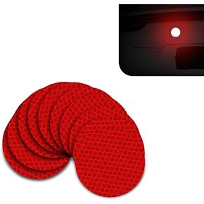 10 PCS Car Reflective Strips with Adhesive, Car Night Reflective Stickers, 1.96" x 1.96" Car Round Reflective Decorative Accessories, Universal for Most Cars (Red)