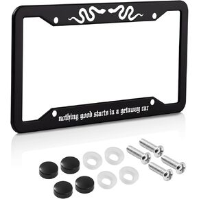 Nothing Good Starts in A Getaway Car License Plate Frame for Car Decorative Accessories Stainless Steel License Plate Cover for Women Auto Decoration for USA Canada License Plate Holder 12x6 Inch