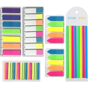 960pcs Transparent Sticky Index Tabs Long Page Book Markers Tabs Clear Sticky Notes Flags Tabs Neon Highlighter Strips