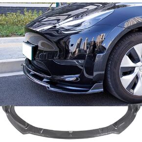 Front Bumper Lip for Tesla Model Y 2024 2023 2022 2021 2020 Glossy Carbon Fiber Pattern Front Lip Spoiler