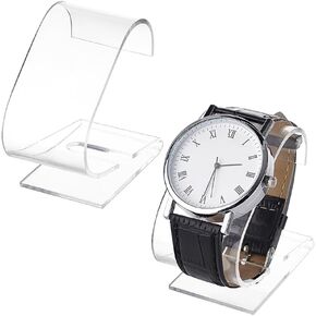 PH PandaHall 2pcs Clear Watch Display Stand, 2.4 x 2.4 x 1.3 inch Single Watch Holder Acrylic Bracelet Display Rack Jewelry Holder Stand Watch Organizer Watch Storage Stand for Men Women Watch Display