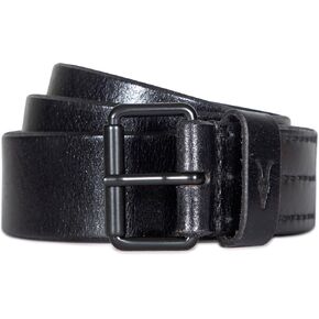 AllSaints Men's 35 MM Flat Strap Leather, Casual Belt with Matte Metal Buckle, Black, 34