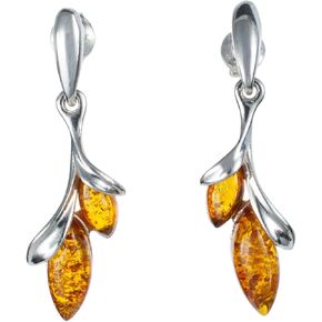 Amber Earrings - Sterling Silver and Baltic Honey Amber Earrings "Alicia" - Amber - Baltic Amber Hypoallergenic Earrings - Sterling Silver Jewelry Collection