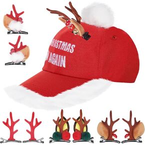 Merry Christmas Hat Men Women Embroidered Cotton Red Baseball Cap 2024 New Hat Christmas Cap Diy Antlers Red/White