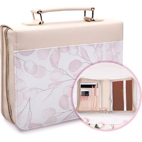 Bible Cover Case For Women, Floral Minimalist Design, Bible Case with elegant design, Bible Bags for Women, Bible Bag pu leather with gold metal parts