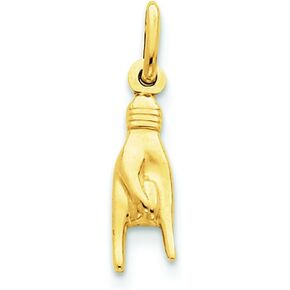 FindingKing 14K Yellow Gold Mano Cornuto Italian Hand Sign Charm
