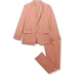 Isaac Mizrahi Boys' Slim-fit Chambray 2 Piece Suit, Cinnamon, 20