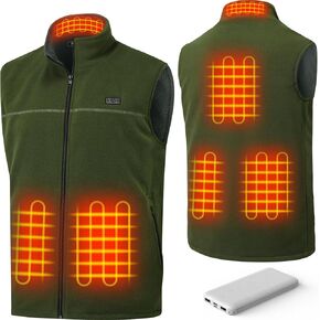 LABEWVI Men's Heated Vest with 12000mAh Battery, Lightweight Heating Electric USB Rechargeable Short-pile Polar Fleece Vest