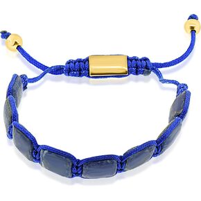 Classic Flat Beaded Bracelet in macram? Drawstring, Linked Together with The Energies of Lapis Lazuli Gemstone and Nylon Thread