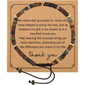 Natural Stone Beaded Bracelet, Adjustable Bracelets Thank You Appreciation Gifts for Women Coworkers Employee Boss Colleague Teacher Friends Christmas Birthday Gift