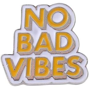 No Bad Vibes Brooch Pins Cartoon Enamel Pin Cute Metal Badges Learning for Girl Clothing Backpacks Bags Jewelry