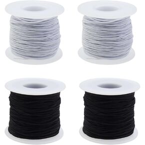 Semetall Stretchy String for Bracelets,4 Rolls 1 mm Sturdy Elastic String Elastic Cord for Bracelets, Necklace, Jewelry Making and Crafts (2 Red+ 2 Brown)-54.68Yards