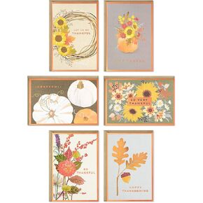 Hallmark Bulk Thanksgiving Cards Assortment (72 Cards with Envelopes) Stripes, Leaves, Plaid