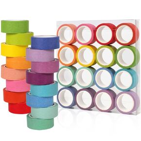 Phinus Washi Tape Set, 16 Pack Decorative Tape, Washi Tape for Journaling, Colored Tape, 16 Colors Scrapbook Washi Tape, Washy Tape for Scrapbook DIY Crafts Gift Wrapping Planners