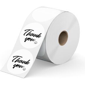 750 Labels 2 Inch White Circle Direct Thermal Sticker Labels, Tacnology Self-Adhesive Perforated White Round Color Coding Labels Roll Compatibel with Zebra,Rollo, MUNBYN, 1 Roll