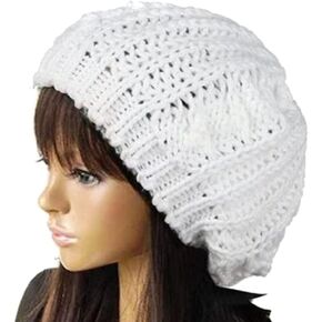 Womens Knit Beret Hat Winter Slouchy Beanie Crochet Beanie Hat Warm Knitted Hat Ladies Cold Weather Hat Black