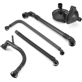 5Pcs Crankcase Vent Valve & Breather Hose Kit 11617504536 + 11611432559 + 11157532649 + 11617504535 + 11617501566 Compatible with BMW 325i 328i 525i 528i X3 X5