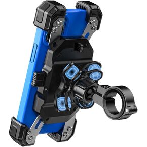 Motorcycle Phone Mount with Vibration Dampener, 1s Lock Bike Phone Holder with Aluminum Alloy Handlebar Mounting Base, One-Hand Operation Motorcycle Cell Phone Holder for 5.5" to 7.2" Phones