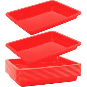 Craft Tray,24 Pack Art Trays for Kids Plastic Activity Trays Stackable Craft Trays,Shallow Craft Storage Organizer, DIY Project & Painting Tray,Art Supplies,9.45 x 7.1 x 0.98 Inch (Red)