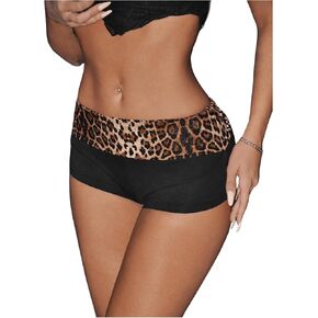 SweatyRocks Women's Leopard Print Mini Shorts Color Block Drop Waist Y2K Streetwear Shorts