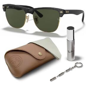 Ray-Ban RB4175 CLUBMASTER Oversized Square Shape Sunglasses With Eyewear Kit Bundle - High Bridge Fit - Ideal Formal and Casual Wear Square Sunglasses