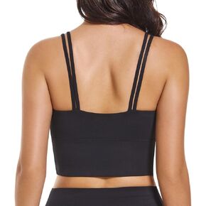 Women Strappy Spaghetti Strap Sports Bra Longline Padded Crop Bras