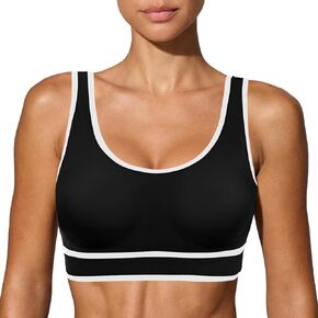 XUNYU Padded Sports Bras for Women Support Push Up Workout Tops Open Back Yoga Gym Bra U Back Crop Tank Top with Built in Bra