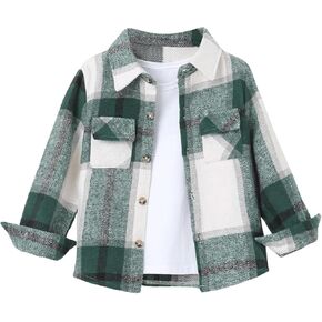 SweatyRocks Boy's Plaid Button Down Shirts Collared Long Sleeve Shirt Tops with Pockets