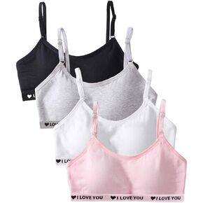 Teens Girls Bras Cotton Wireless Camisole Stretch with Fixed Pads Breathable Training Bralette for 10-18 Years