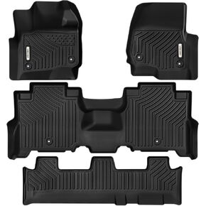 OEDRO Floor Mats 3 Row Liner Set Fit for 2018-2024 Ford Expedition with 2nd Row Bucket Seats, Includes 1st and 2nd 3rd Row Full Set Liners