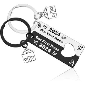 Our First Home 2024 Keychain Set for 2Pcs New Home Keychain Housewarming Gift for Couple First Home Gift for New Homeowner New House Keychain Realtor Closing Gifts Moving in Gift for New Home Owner