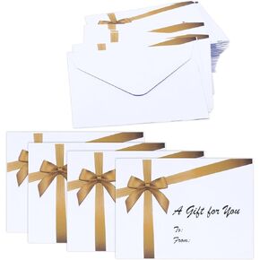 100 Mini Christmas Card Gift Envelopes Holiday Card Gift Holder Enclosure Gold Bow Design Size 2 11/16" X 3 11/16" for Place Cards, Gift Cards, Notes, Money and Flower Arrangement Cards Party Favor in Saudi Arabia