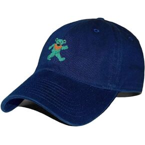Dancing Bear Needlepoint Hat in Navy by Smathers & Branson