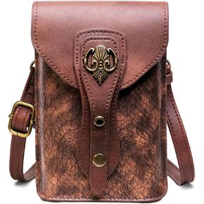 Medieval Leather Belt Pouch – Versatile Renaissance Bag for Ren Faire, Crossbody Cell Phone Holder, and Fairy Accessories - Brown Viking