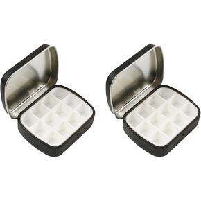2 Pcs Mini Empty Watercolor Tin Box 12 Wells Portable Paint Palette Metal Paint Storage,Travel Watercolor Palette with Lid,Ideal for Artists on The Go(Black)
