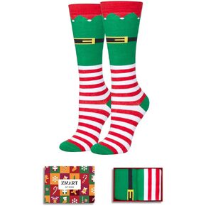 Zmart Christmas Gifts Stocking Socks For Boys Girls - Kids Knee High Christmas Socks Elf Socks