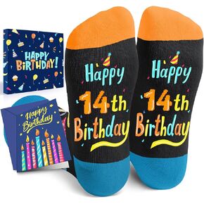 HAPPYPOP 14th Birthday Gifts Ideas Socks - Gifts for 14 Year old Boy Girl, Birthday Present for Teens 14