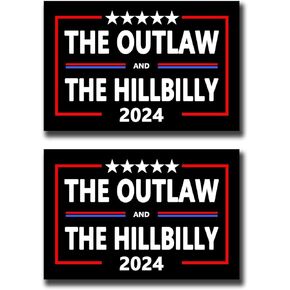2 Pack The Outlaw and The Hillbilly Trump Vance 2024 President Voting Car Magnet Auto Truck Fridge Magnetic Decal Bumper Magnet