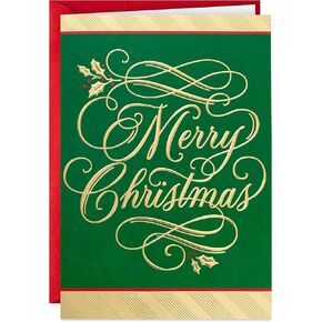 Hallmark Boxed Christmas Cards, Green and Gold (40 Cards with Envelopes)