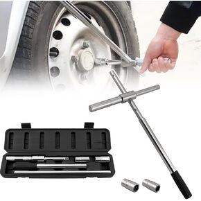 RULLINE 25" Extended Tire Wrench, Low-Effort Tire Wrench, 4-Way Wheel Nut Wrench (17mm, 19mm, 21mm and 23mm Standard Sockets)