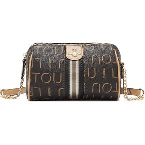 LAORENTOU Vegan Leather Small Crossbody Bag for Women PVC Checkered Purse Shoulder Crossbody Phone Bags Sling Bag
