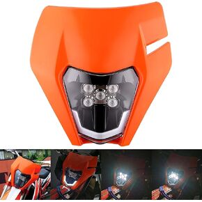 Motorcycle Headlight Dirt Bike DRL Headlamp with Bezel Compatible With KTM Husqvarna GasGas Enduro Supermoto 125 150 250 350 450 500 690 SX XCW EXC SXF XC 78114001000 (Orange)