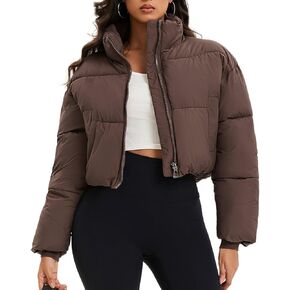 Women's Cropped Puffer Jackets,Lightweight Ladies Quilted Jacket with Pockets,Short Warm Winter Outwear Coat