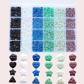 1200pcs Tiny Resin Buttons 7/32" （6mm 2 Hole Mini Resin Round Button for Dolls Clothing Sewing Accessories DIY Hand Sewing Doll Clothes（4 Styles Mixed）