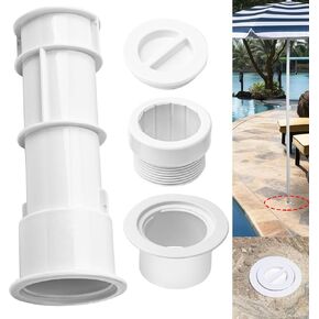 Braveboy US105 Umbrella Stand With Sleeve And Center Cap, (1 3/4-7-1/2 Inch) for Umbrellas, Volleyball Poles & Tiki Torches - Can be installed on floor, Step or Deck