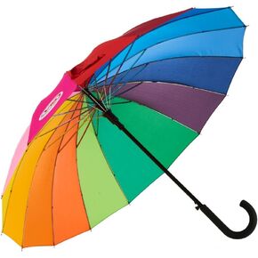 Variety To Go® Rainbow Umbrella, Rainbow Umbrella Large, Compact, Windproof, Auto Open, 16 K Rainbow Umbrella for Kids, Girls, Women, Men (Hook Handle)