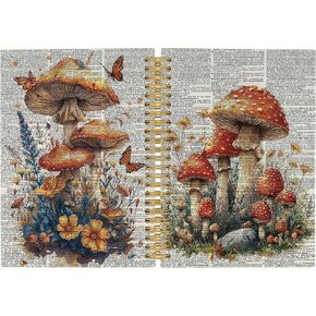 Retro Mushroom Journal Notebook - Aesthetic Cottagecore Mushroom Notebooks College Ruled for Work School, Gifts for Coworker, Office Supplies, Hardcover Spiral Notebook 5.5"x8.3"