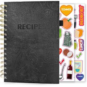 Recipe Book to Write in Your Own Recipes, Spiral Personal Blank Recipe Notebook Organizer, A5 Hardcover Recipe Journal, with Waterproof Cover, 8.3"x5.8", 120 Recipes (Black)