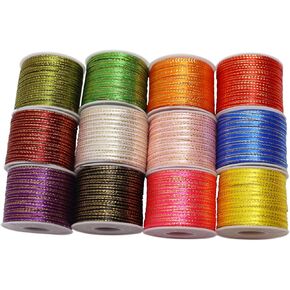 1/8" Assorted Satin Ribbon with Gold Edge Solid-1000 Yards-3mm ContinuousThin Ribbon Boutique Gift Wrapping Package Ribbon-DIY Crafts-Balloons-Florists-Showers Deco Ribbon(12 Colors)